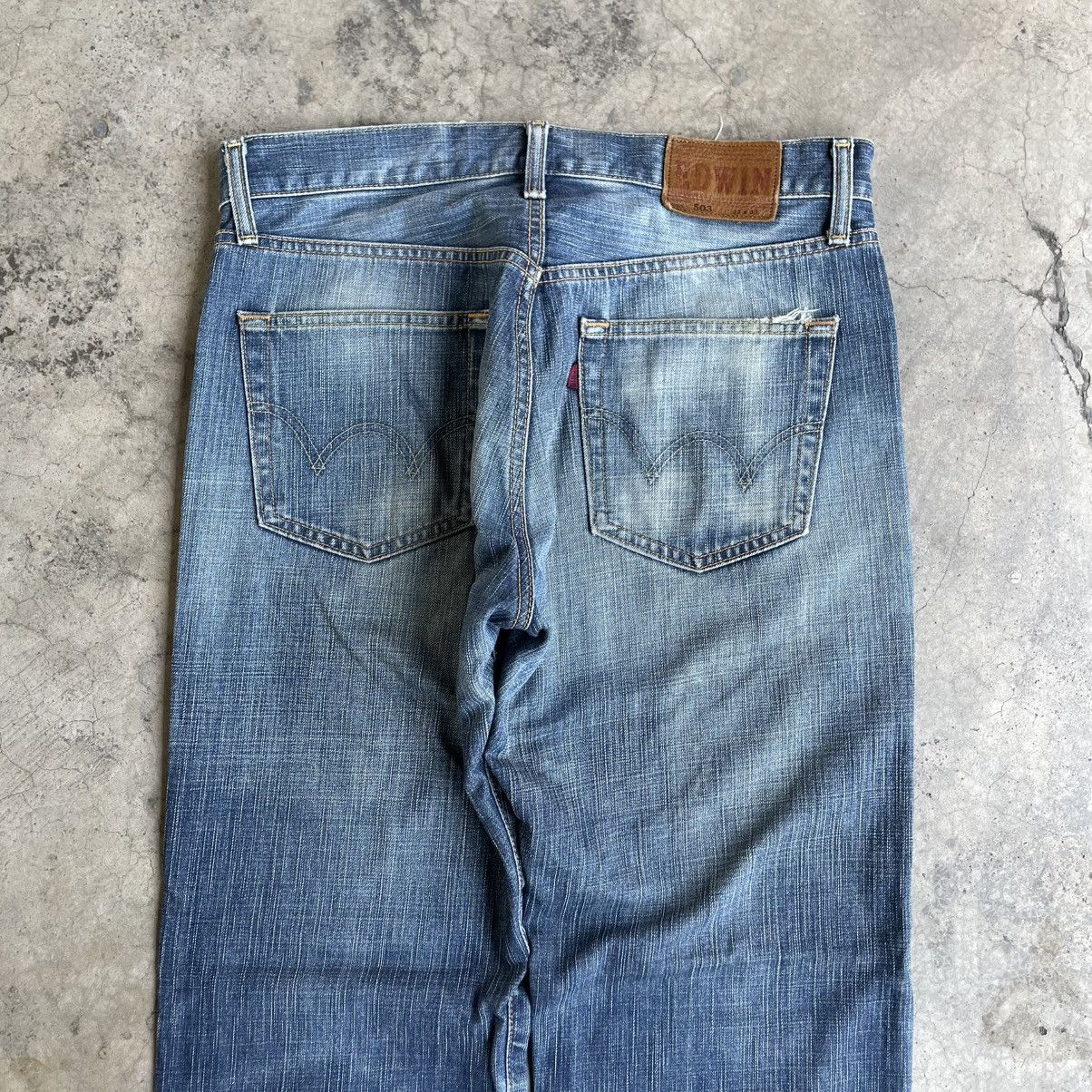 Edwin 🔥Vintage Edwin 503 Stoned Washed Ripped Distress Denim Jeans Size US 33 - 5 Thumbnail