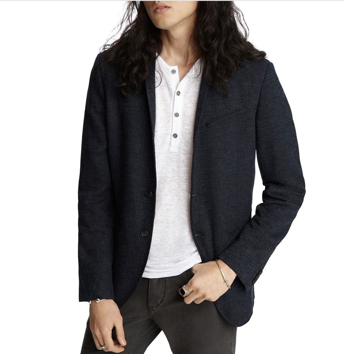 John Varvatos Jacquard Shawl Collar Jacket EU 48 USA 38 Size US M / EU 48-50 / 2 - 2 Thumbnail