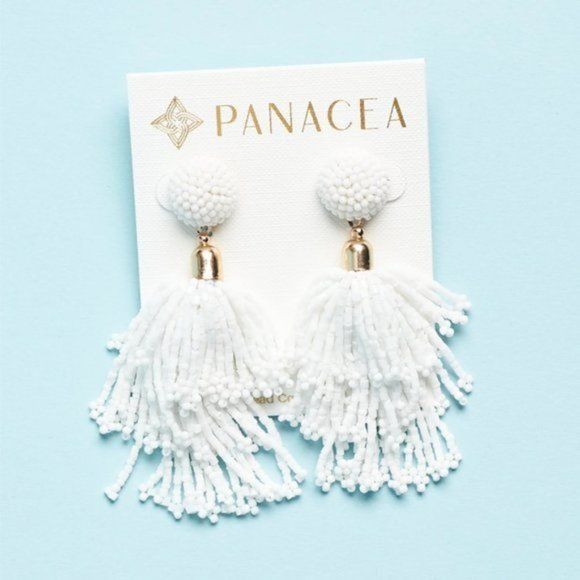 Other Panacea White Beaded Tassel Earrings Size ONE SIZE - 1 Thumbnail