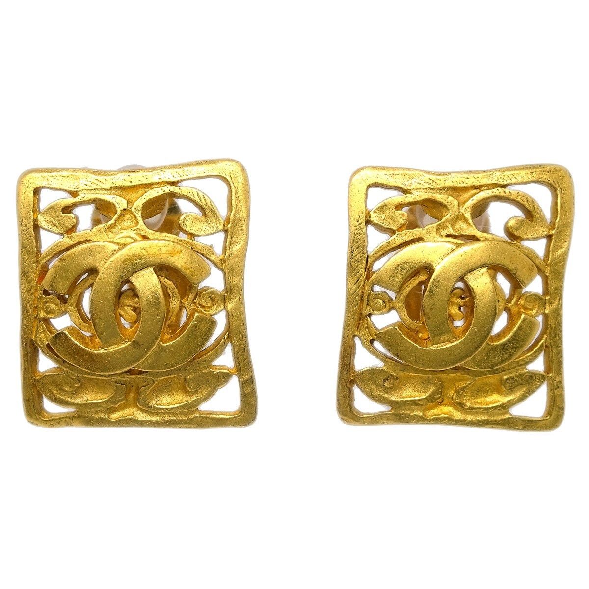 Chanel Chanel Vintage Square CC Earrings Metal Size ONE SIZE - 1 Thumbnail