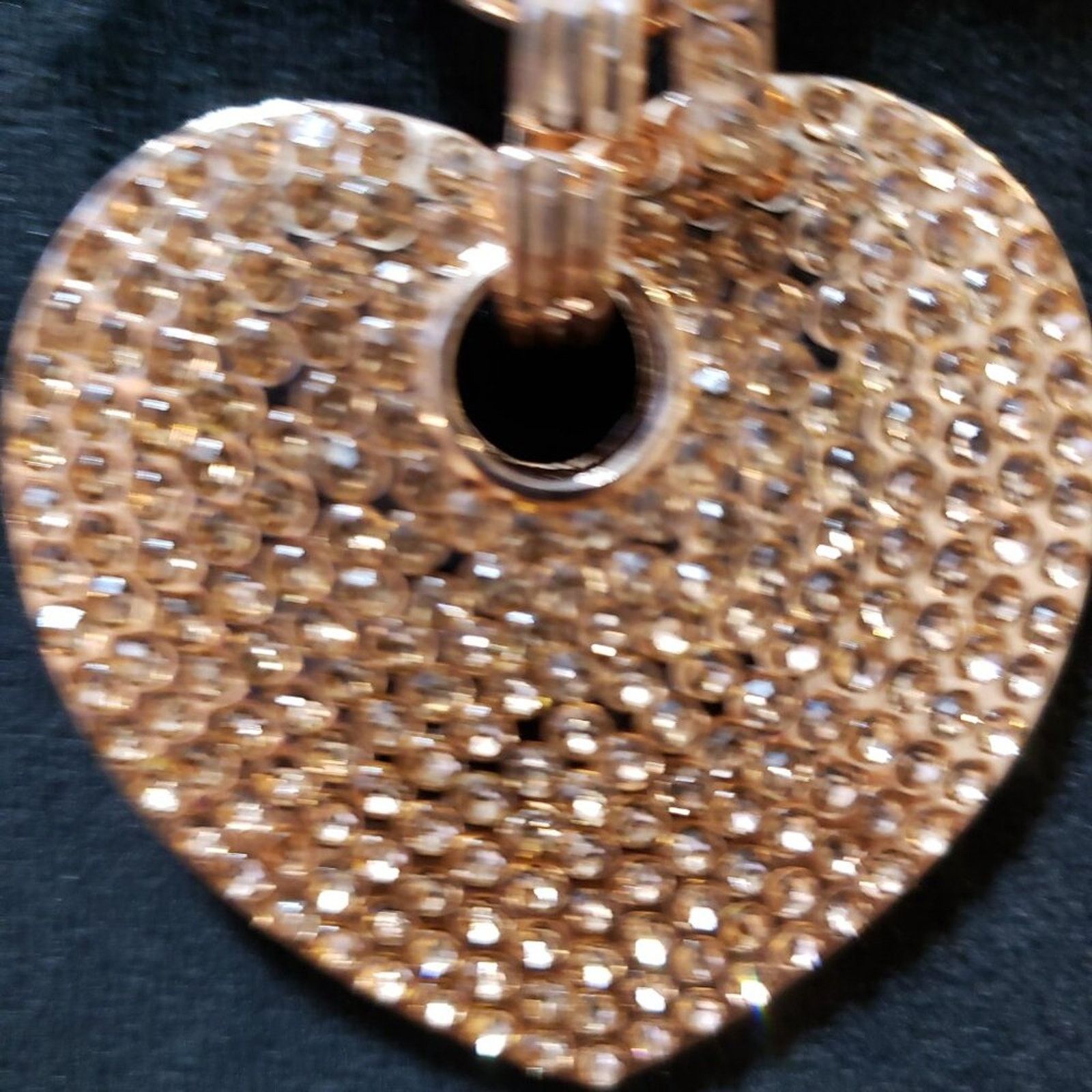 The Unbranded Brand Gold Tone Rhinestone Heart Bold Chain Necklace w/ Earrings Size ONE SIZE - 4 Thumbnail