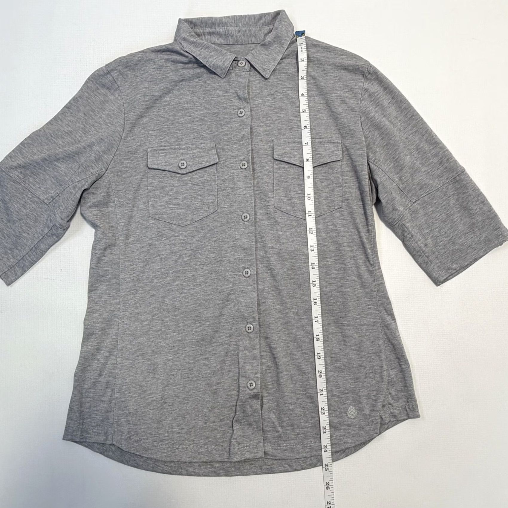 Vintage Stio Shirt Womens M Gray Button-Up 3/4 Sleeve Roll Tab Jersey Top Size M / US 6-8 / IT 42-44 - 4 Thumbnail