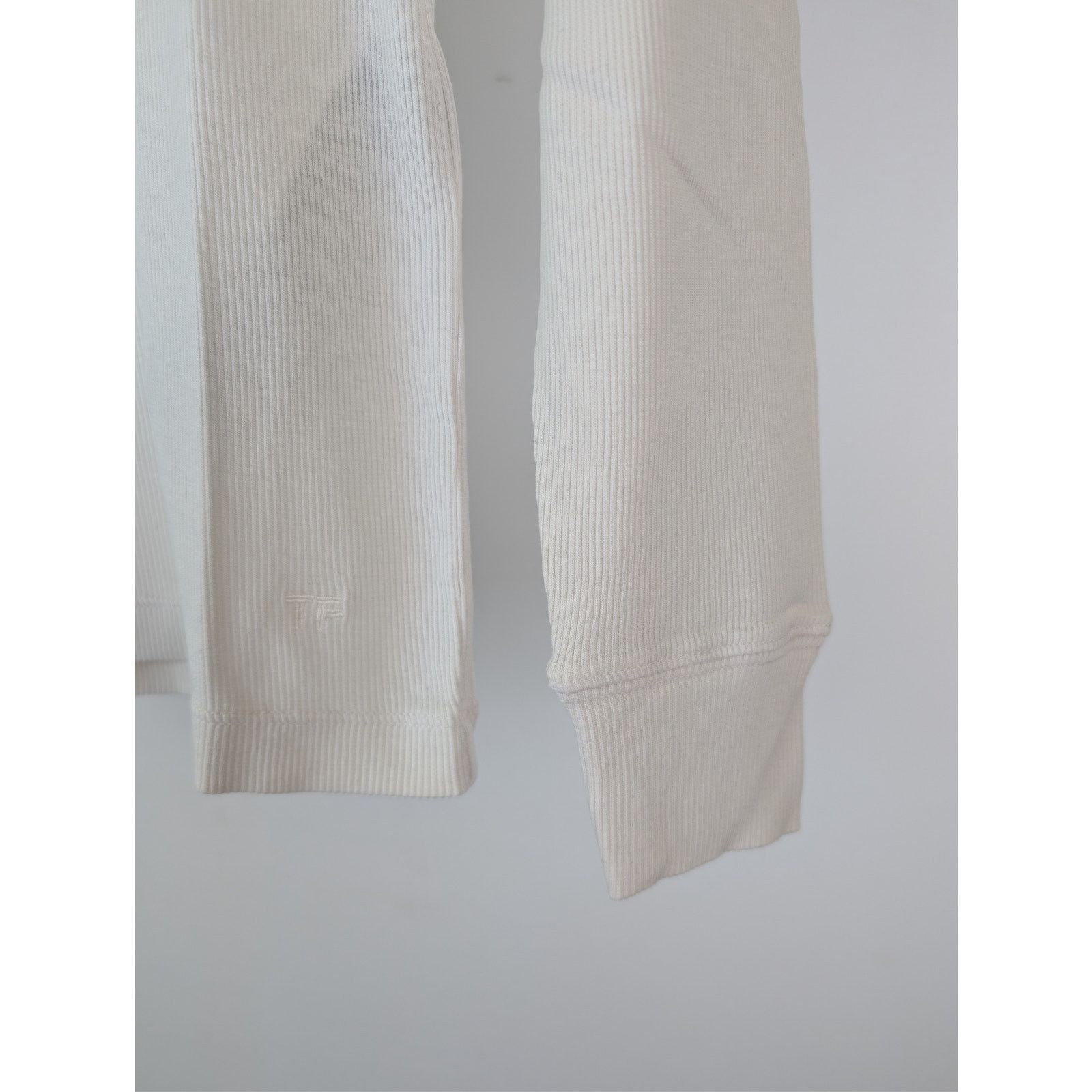 Tom Ford o1rshd1 Ribbed Henley Shirt Sweatshirt T-Shirt in Chalk 60 Size US XXL / EU 58 / 5 - 5 Thumbnail