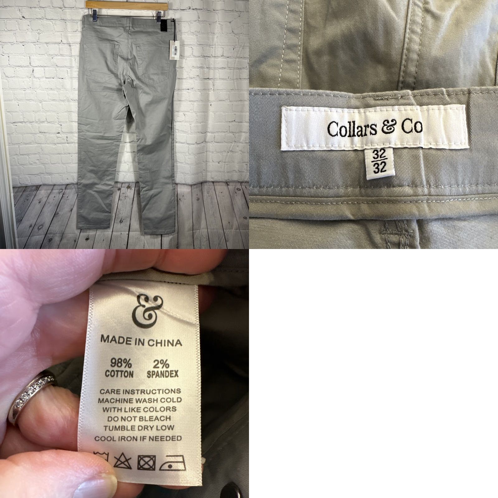 CO NWT Collars & Co CEO Chino Pants 32x32 Gray Cotton Stretch Five Pocket Straight Front Regular Mens CCTV? Size US 32 / EU 48 - 8 Thumbnail