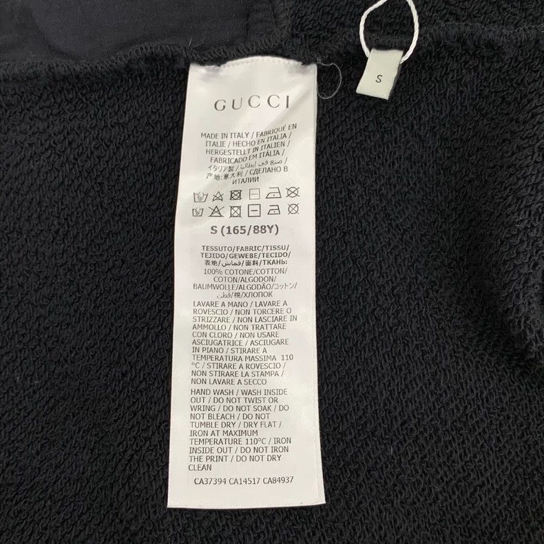 Gucci GucciBlack logo printed cotton hooded drawstring long sweat Size US S / EU 44-46 / 1 - 6 Thumbnail