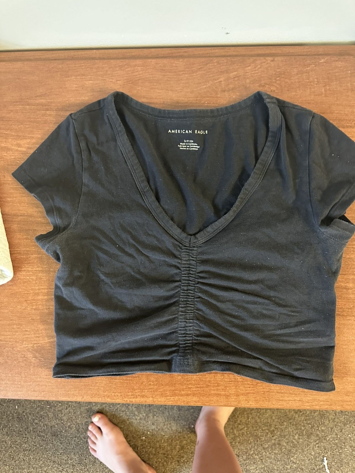 American Eagle Outfitters Cropped black shirt Size S / US 4 / IT 40 - 1 Preview