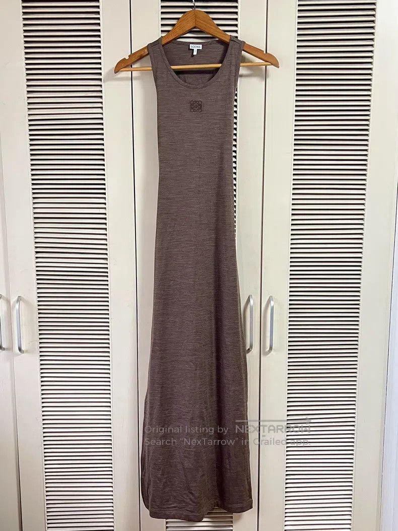 Loewe Loewe Women's Dress, Grey Ribbed Fabric,Embroidered Logo, Size XS / US 0-2 / IT 36-38 - 1 Thumbnail