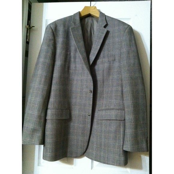 Tasso Elba TASSO ELBA MEN'S BROWN 100%WOOL SPORT COAT BLAZER SIZE: 46L Size 46L - 4 Thumbnail