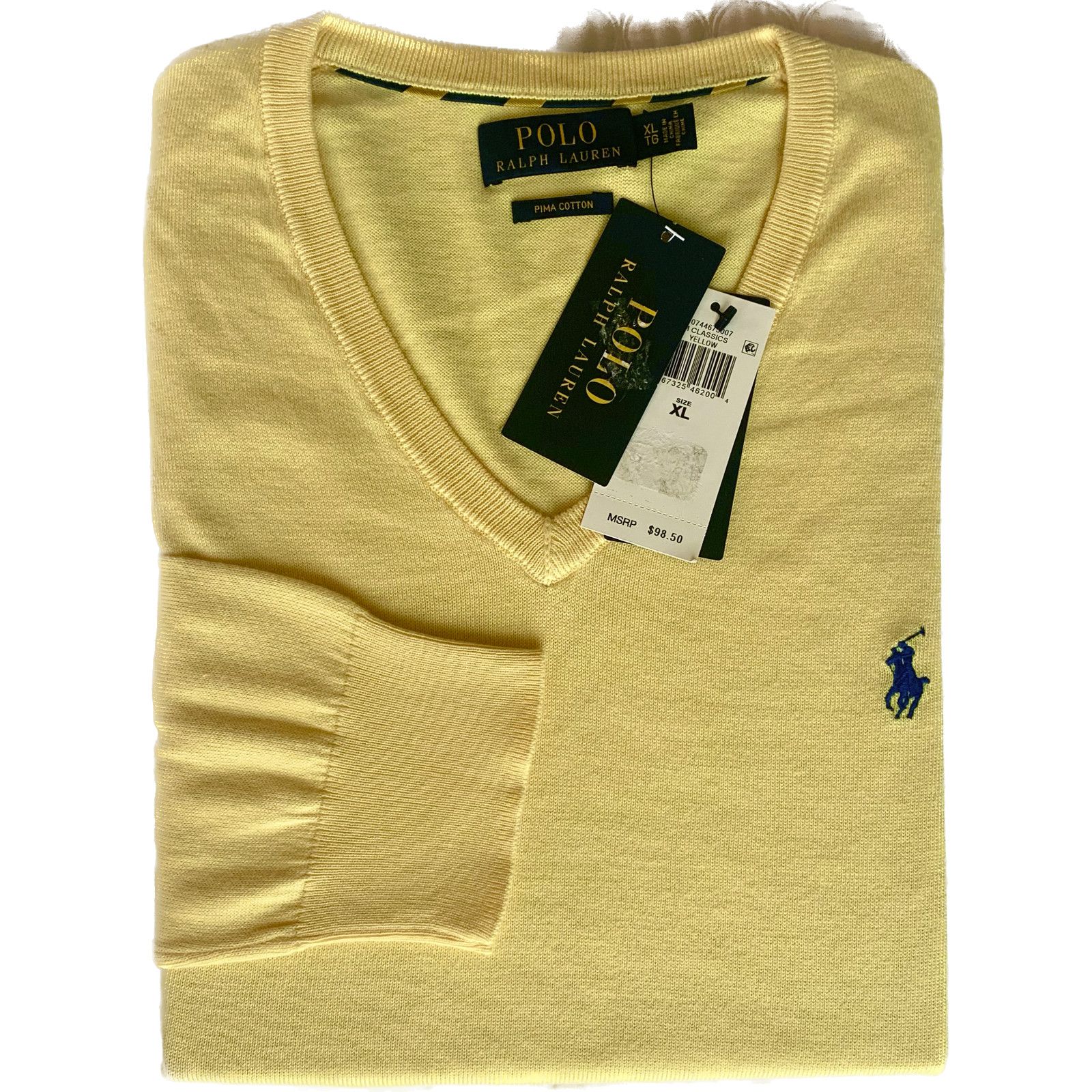Polo Ralph Lauren POLO RALPH LAUREN Sweater V-NECK Cotton YELLOW XL $98.50 Size US XL / EU 56 / 4 - 2 Thumbnail