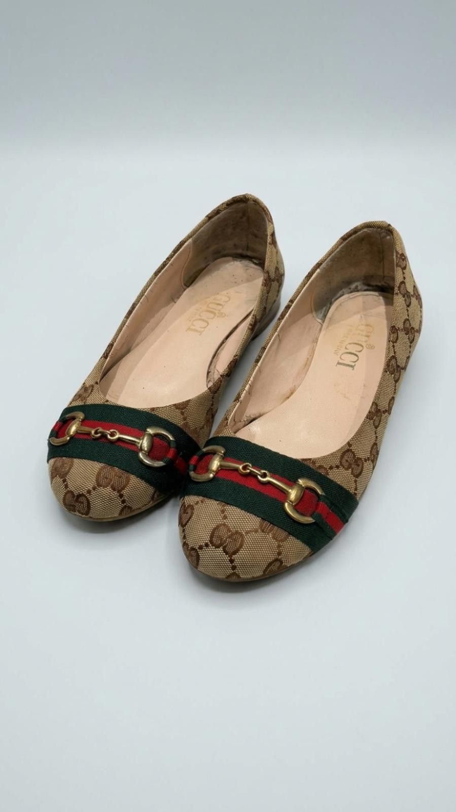 Gucci Gucci - Brown GG Canvas Ballet Flats with Horsebit Detail Size US 7.5 / IT 37.5 - 1 Thumbnail