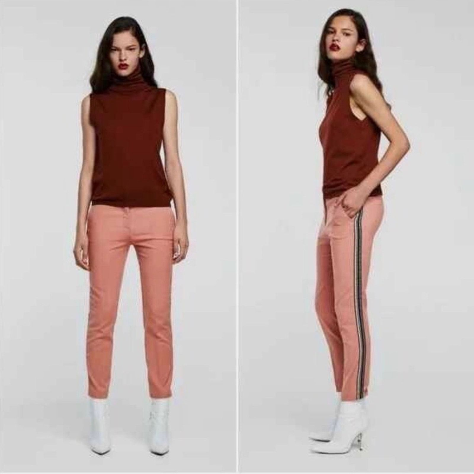 Zara New Zara Women's Pink Joggers with Stripe Detail size S Size 26" / US 2 / IT 38 - 2 Thumbnail
