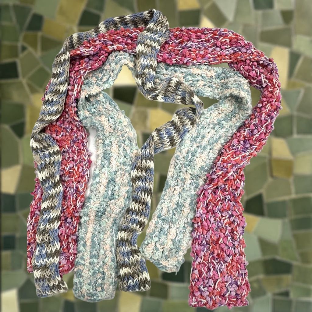 Vintage Womens Scarf Set of 3 Knitted Winter Fuzzy Assorted Blue Size ONE SIZE - 1 Thumbnail
