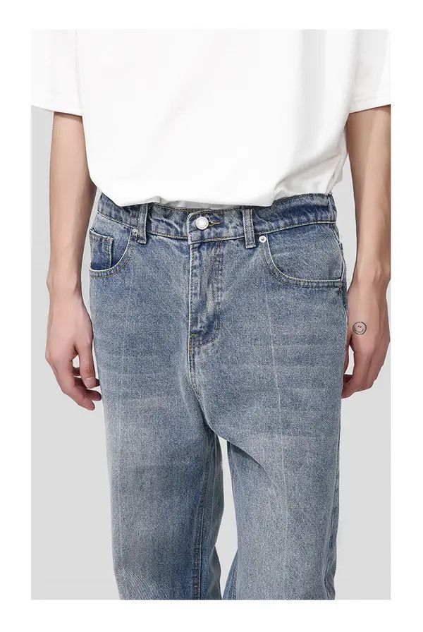 Japanese Brand Miku Loose elastic waist straight leg simple washed jeans Size US 32 / EU 48 - 6 Thumbnail