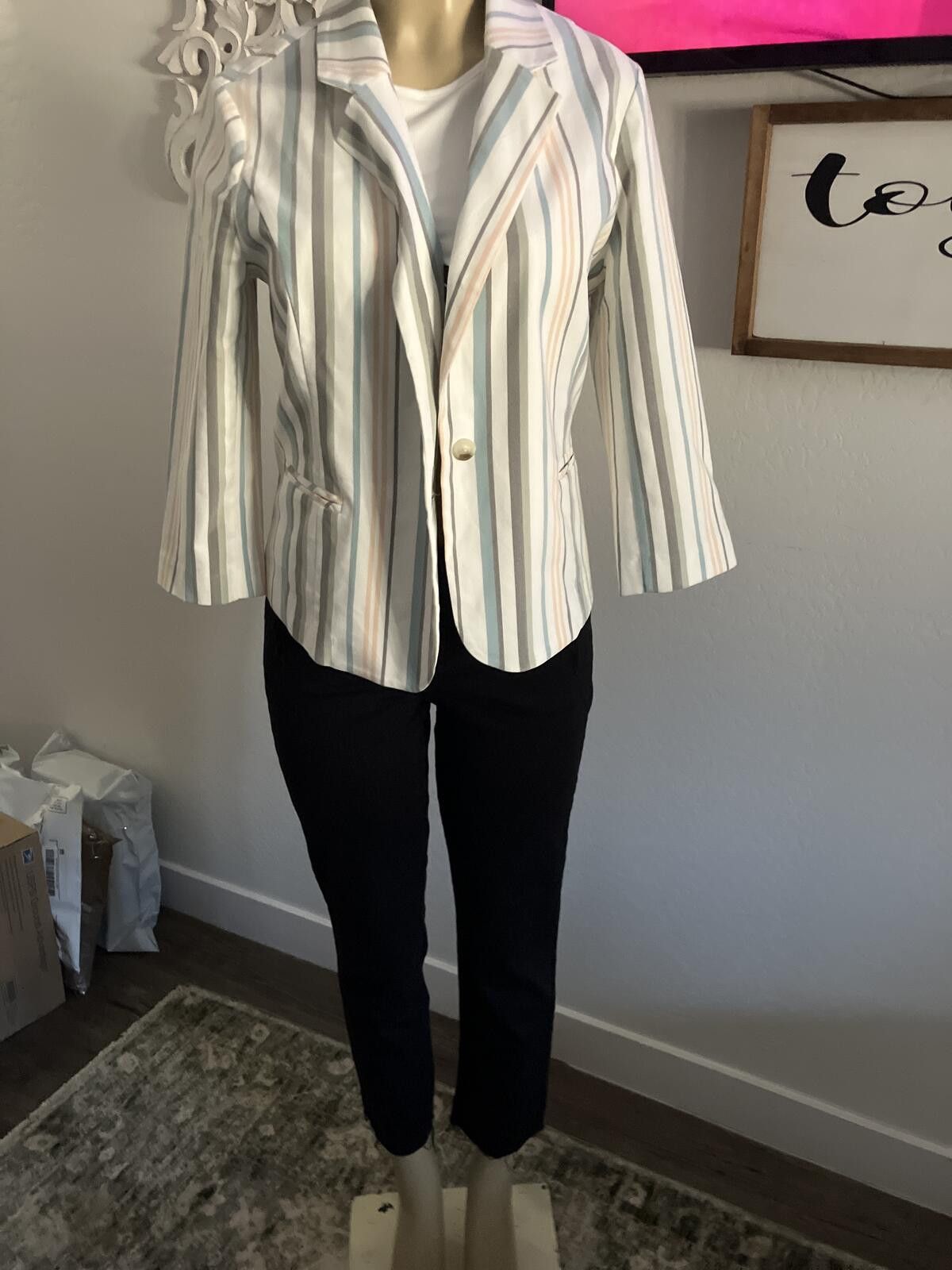 Cartoon Network Pre Love Women's Striped Blazer Jacket Size M / US 6-8 / IT 42-44 - 9 Thumbnail