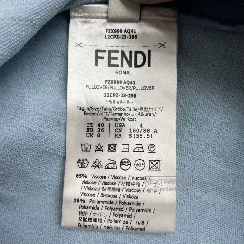 Fendi Fendi Letter Printed Round Neck Knit Sweater - Light Blue Size XS / US 0-2 / IT 36-38 - 6 Thumbnail