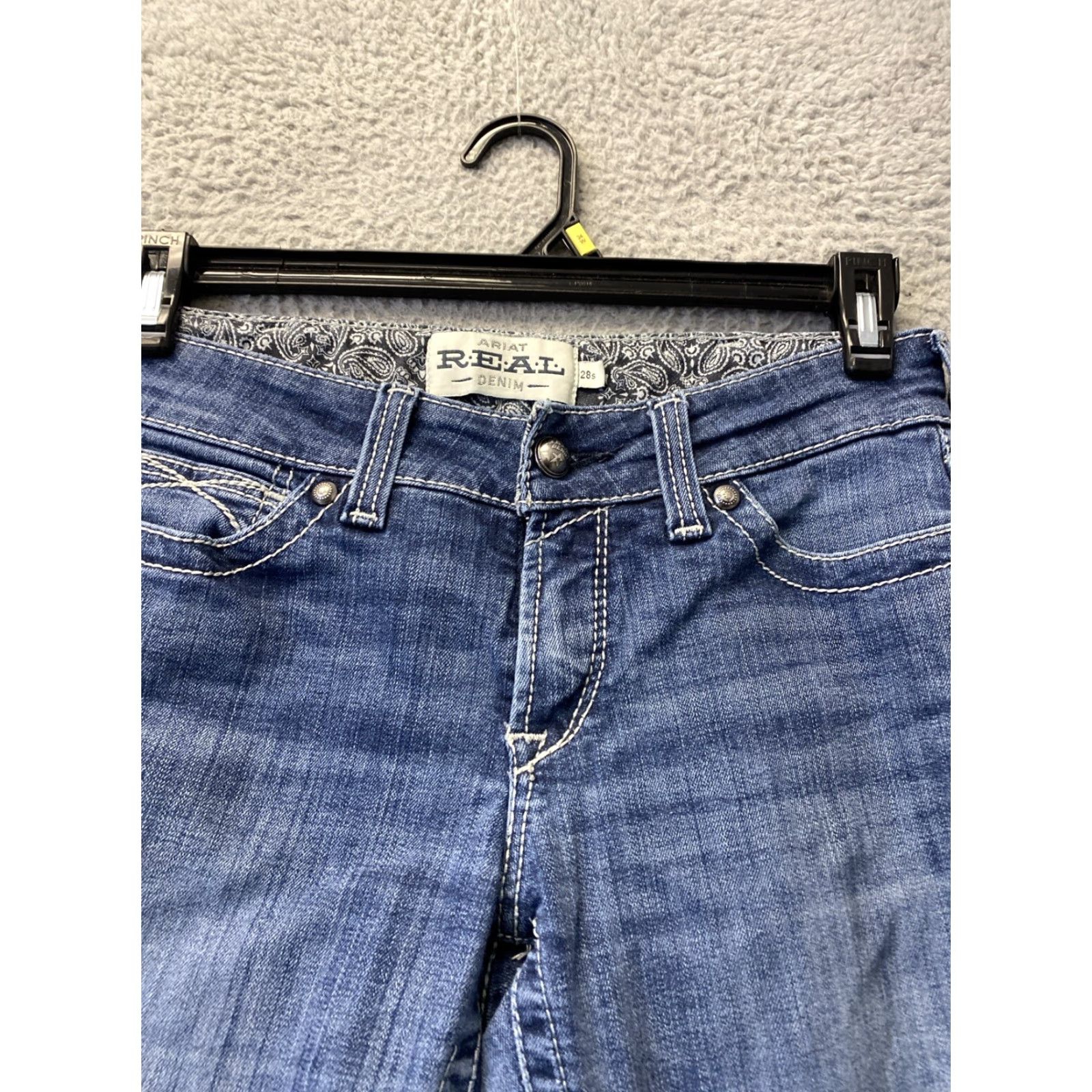 Ariat Ariat Jeans Womens 28S Real Denim Riding Jeans / 47-105 - Slim, Mid Rise, 5-Pocket, Denim, Blue, Cowboy, Horse, Southwestern, Ariat, Regular, Women Size 28" / US 6 / IT 42 - 2 Thumbnail
