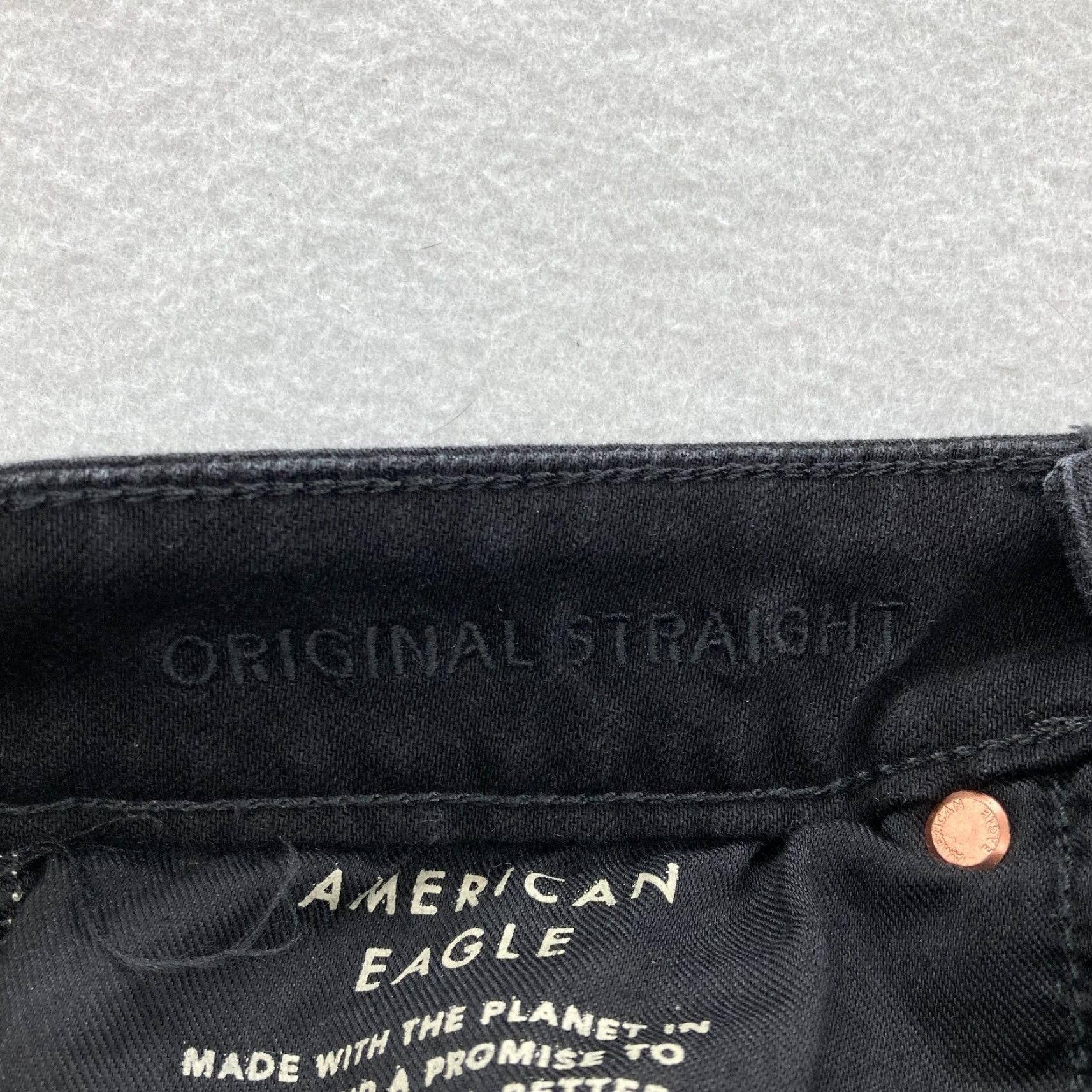 American Eagle Outfitters American Eagle Jeans Mens 28x30 Original Straight Black Stretch Denim Grunge Size US 28 / EU 44 - 5 Thumbnail