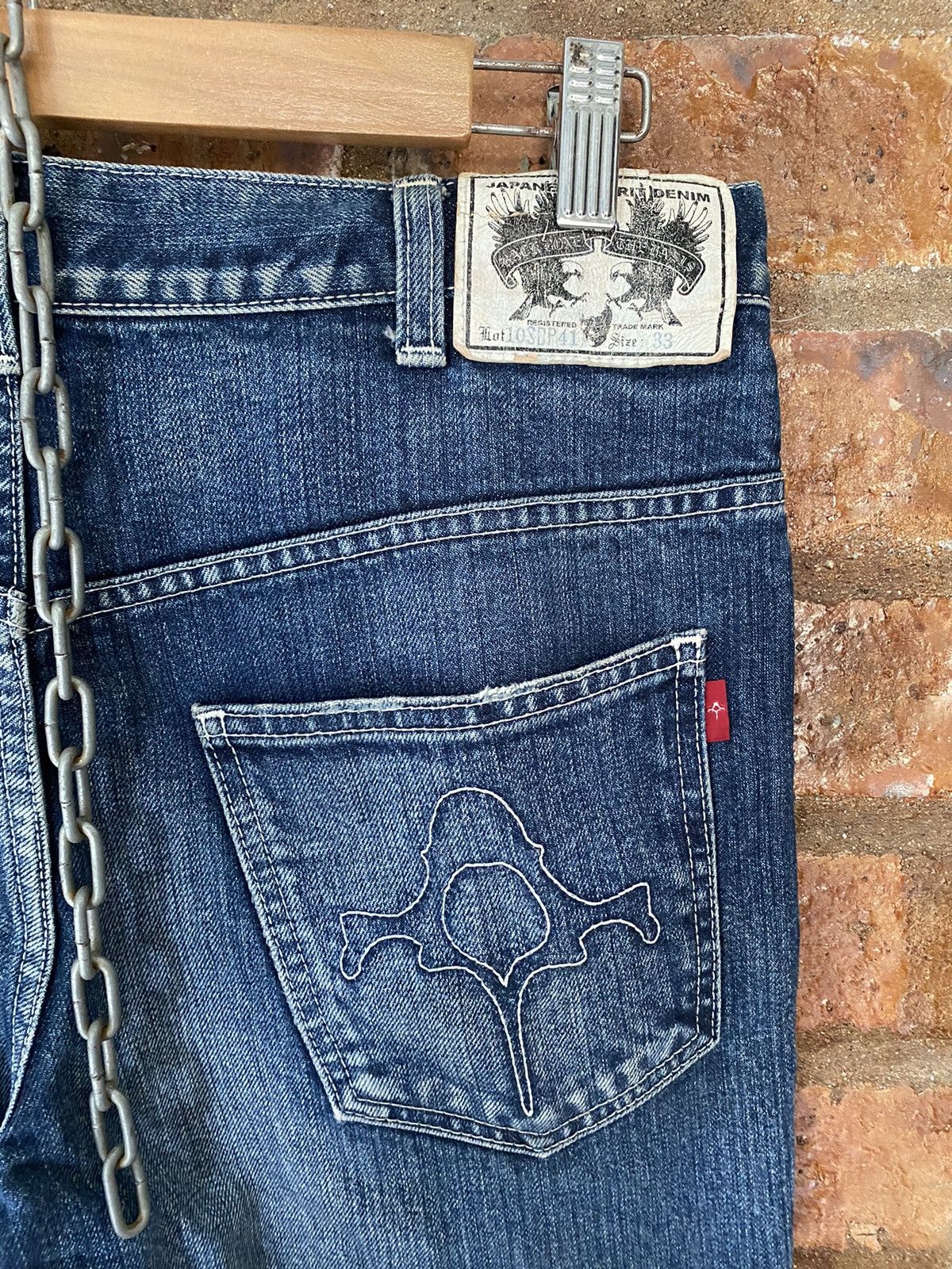Backbone × Obelisk × Shellac 2000s Backbone Japan Embroidered logo Flare denim Size US 32 / EU 48 - 17 Thumbnail
