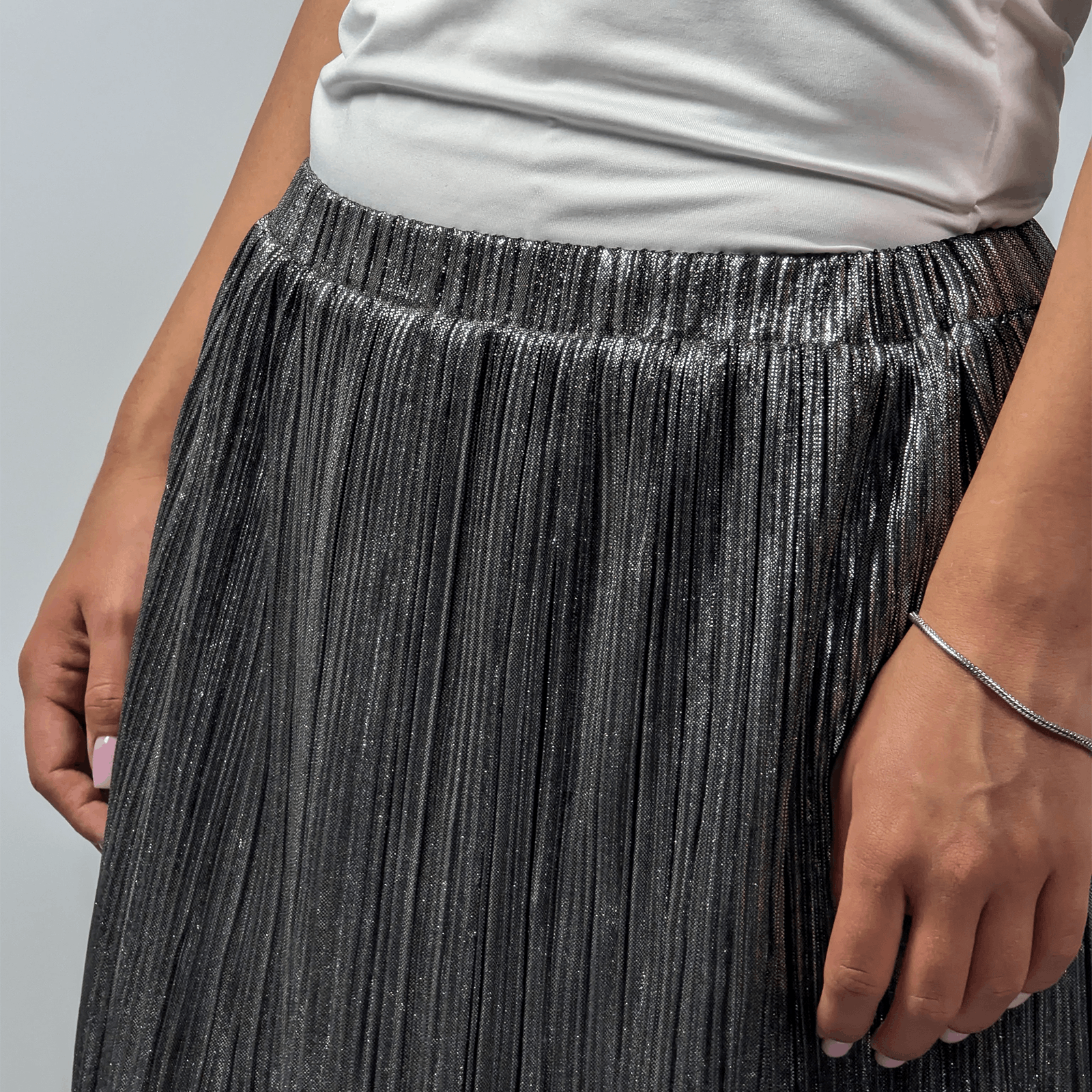 Diesel Diesel Pleated Y2K Silver Metallic Maxi Long Skirt Size 34" / US 12 / IT 48 - 7 Thumbnail