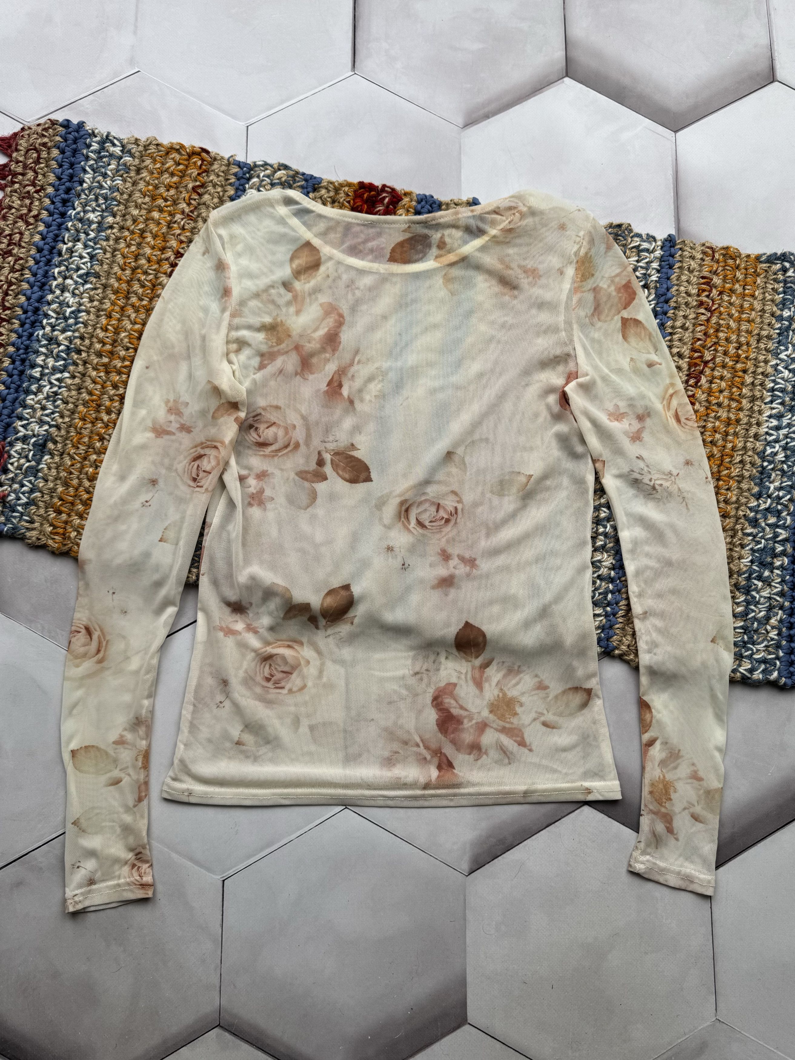 Japanese Brand Vintage Mesh Printed Long Sleeve Size S / US 4 / IT 40 - 3 Thumbnail