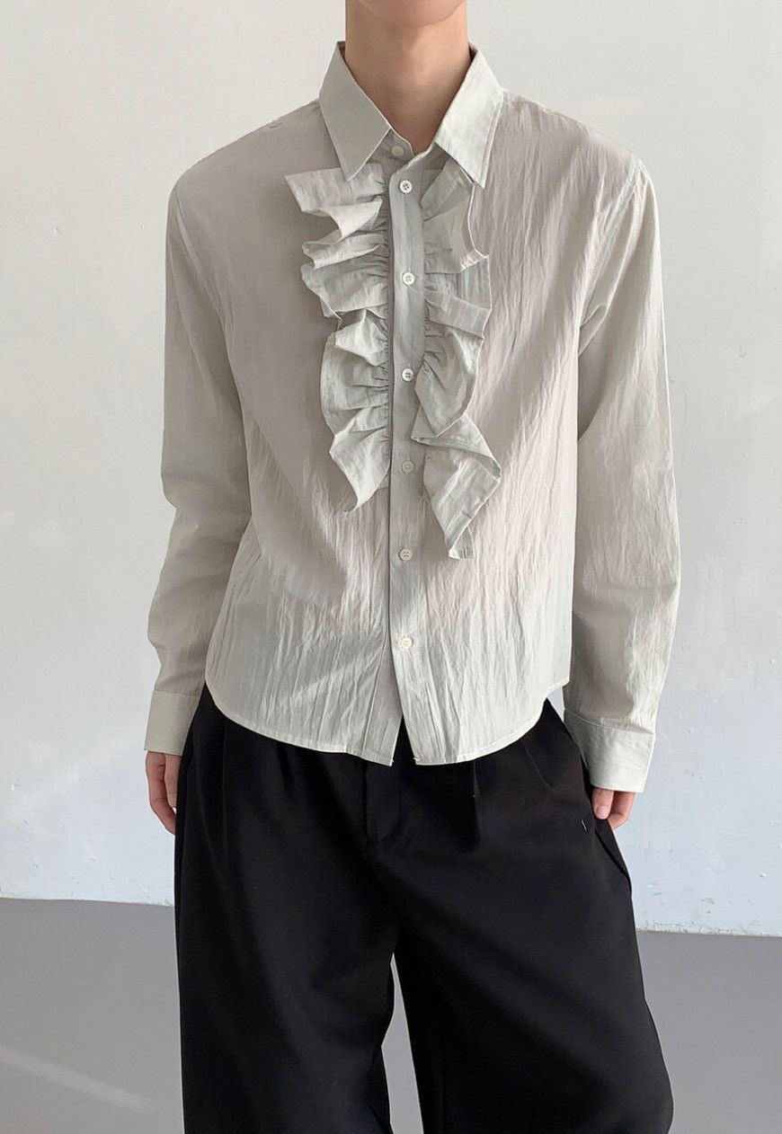 Other Men's Ruffled Button-Down Shirt Size US M / EU 48-50 / 2 - 1 Thumbnail