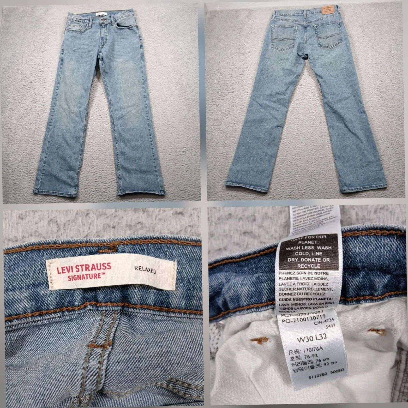 Vintage Levi Strauss Signature Jeans Men 30x32 Light Wash Denim Straight Relaxed Blue 5-Pocket Denim/Denim Button Zip Casual Pants Size US 30 / EU 46 - 2 Thumbnail