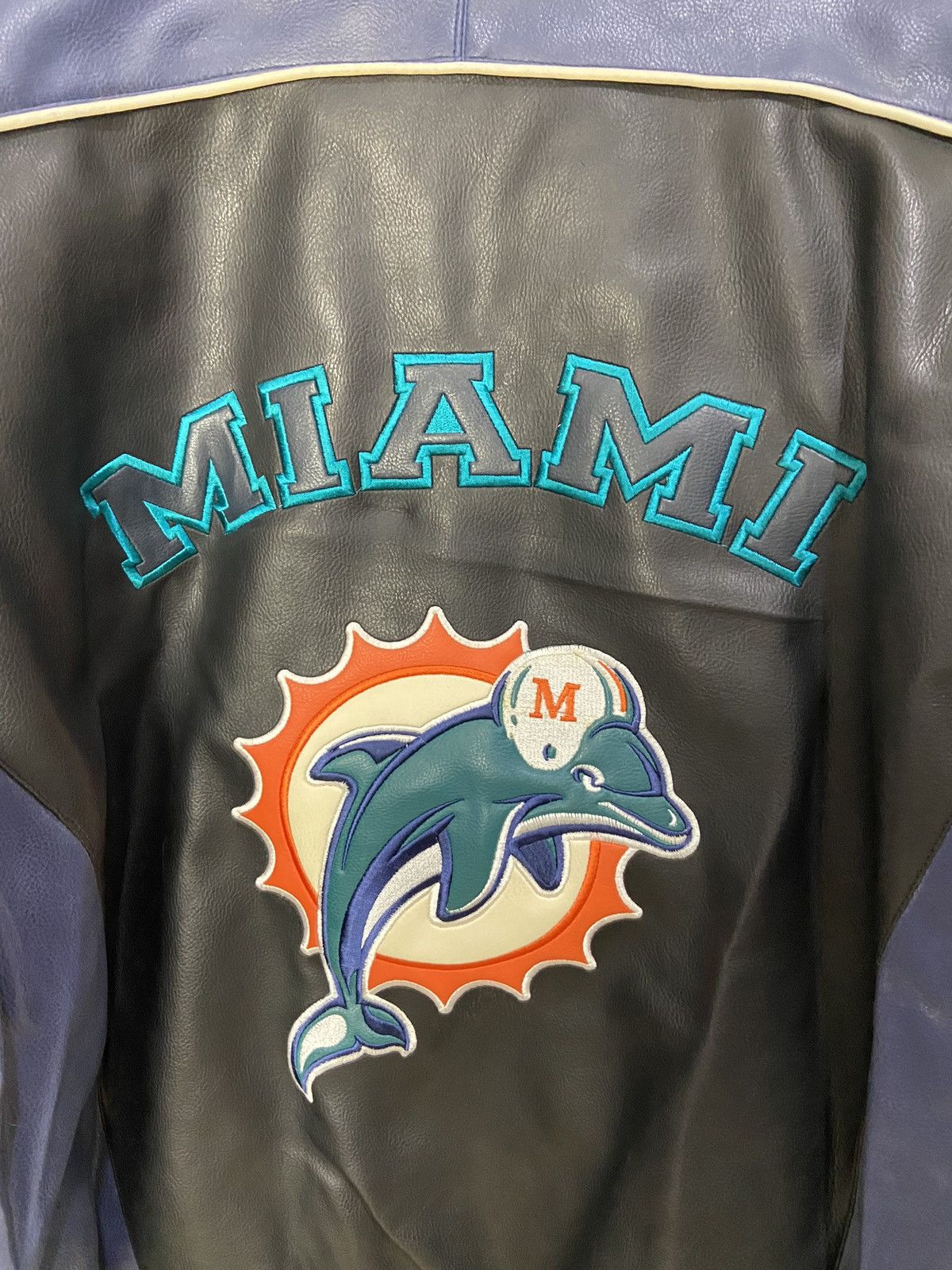 NFL × Vintage 90’s Miami Dolphins leather jacket Size US XL / EU 56 / 4 - 6 Thumbnail