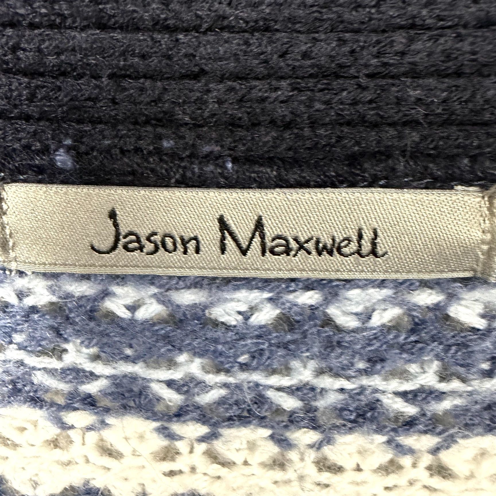 Vintage Jason Maxwell Cardigan Sweater Women S Blue Striped Open Knit Boho Cabincore V-Neck Open Front Knit Casual Fall Winter Size S / US 4 / IT 40 - 5 Thumbnail