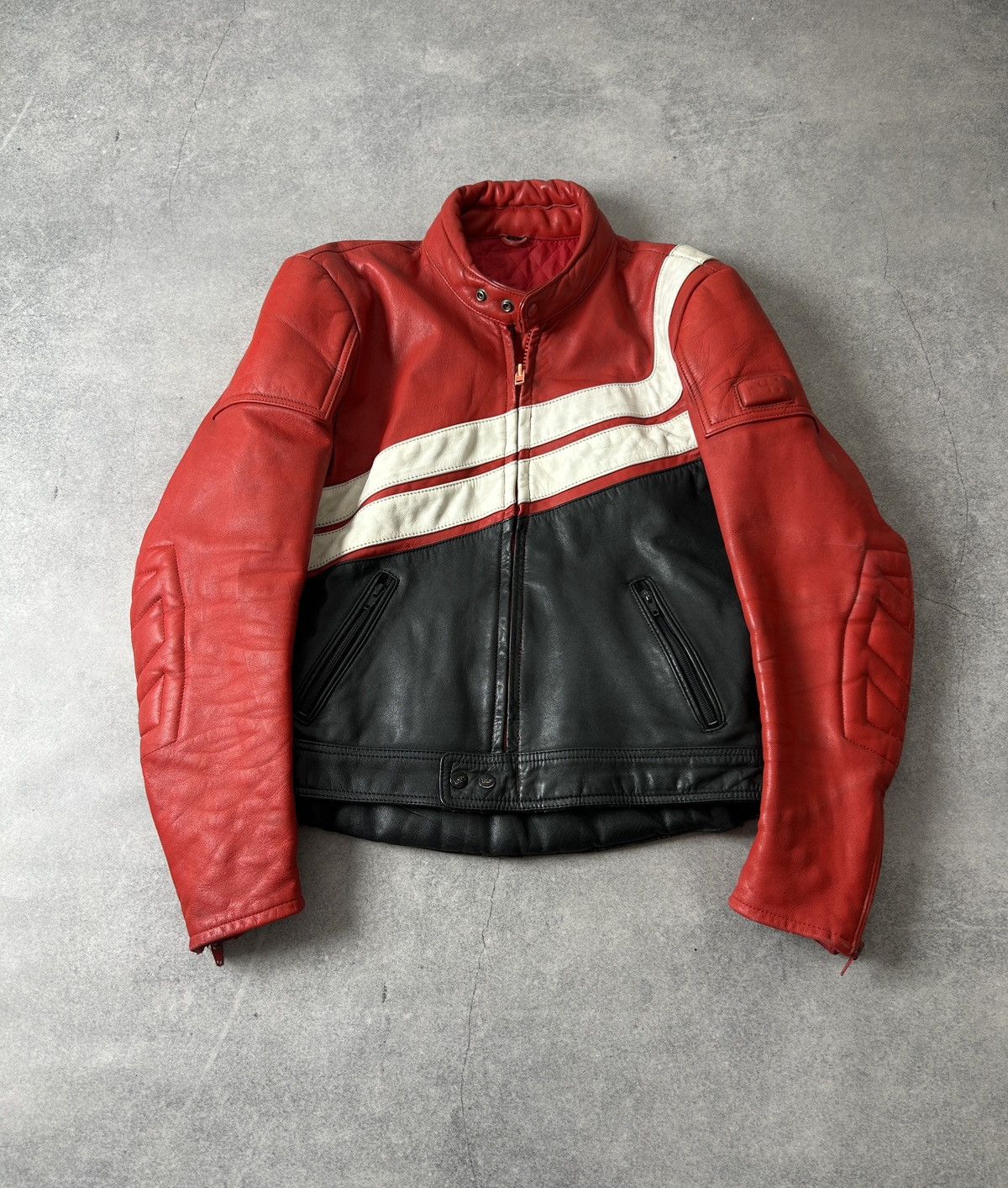 Genuine Leather Vintage IXS red Moto leather jacket mens 90s Size US M / EU 48-50 / 2 - 2 Thumbnail