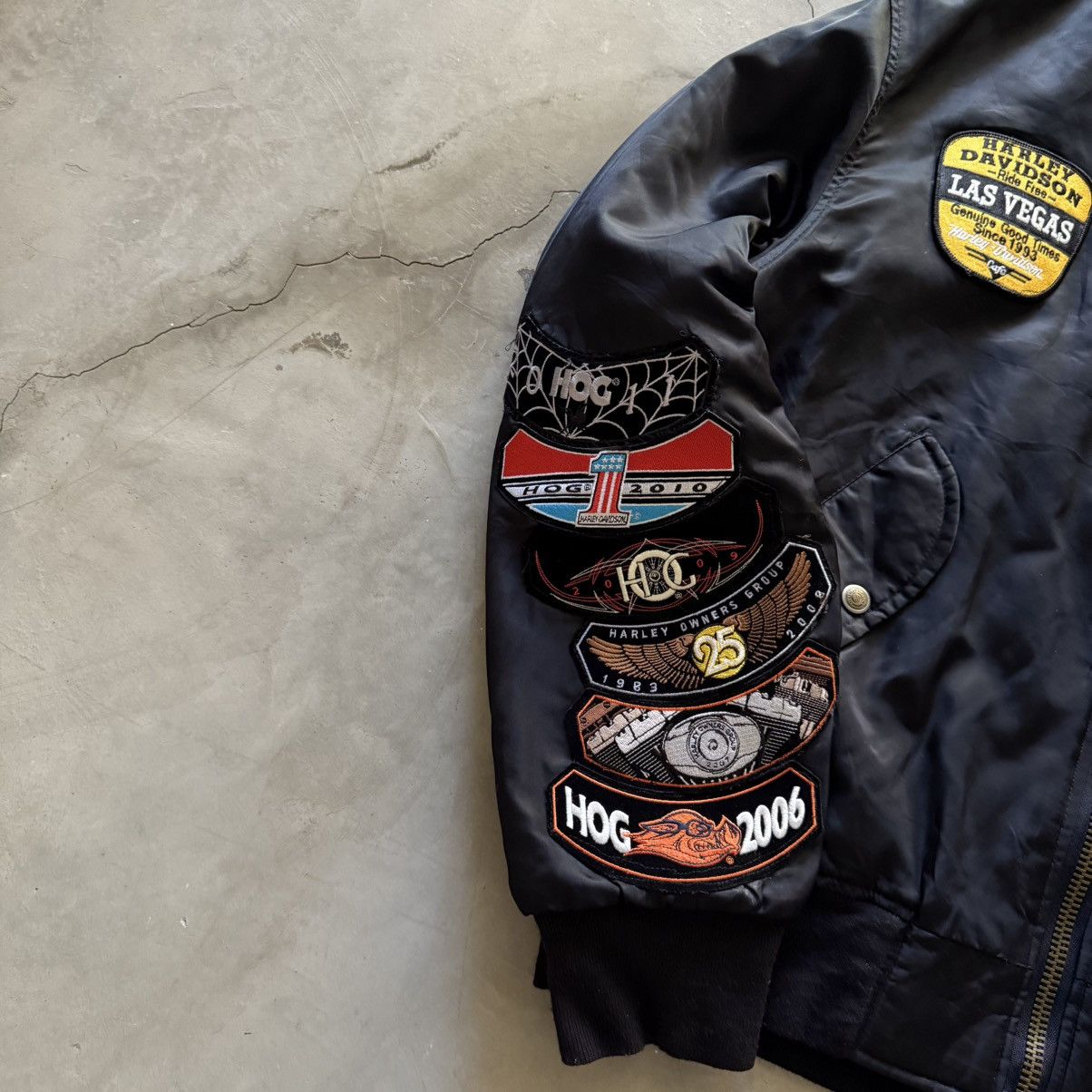 Harley Davidson Vintage Harley Davidson Owners Group(HOG) MA-1 Bomber Jacket Size US L / EU 52-54 / 3 - 5 Thumbnail