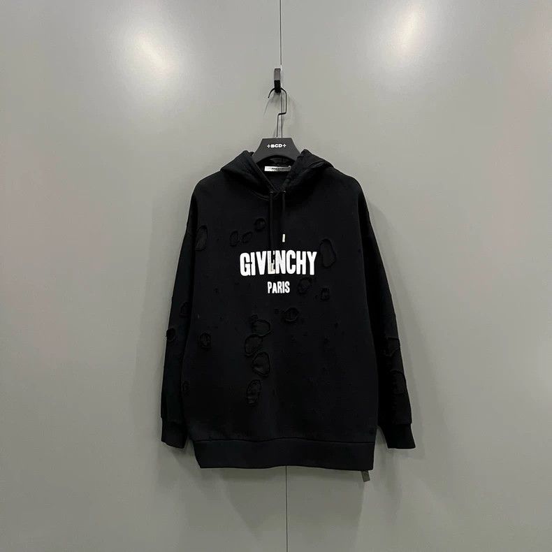 Givenchy Givenchy Black Big Logo Destroyed Hoodie Size US S / EU 44-46 / 1 - 1 Thumbnail