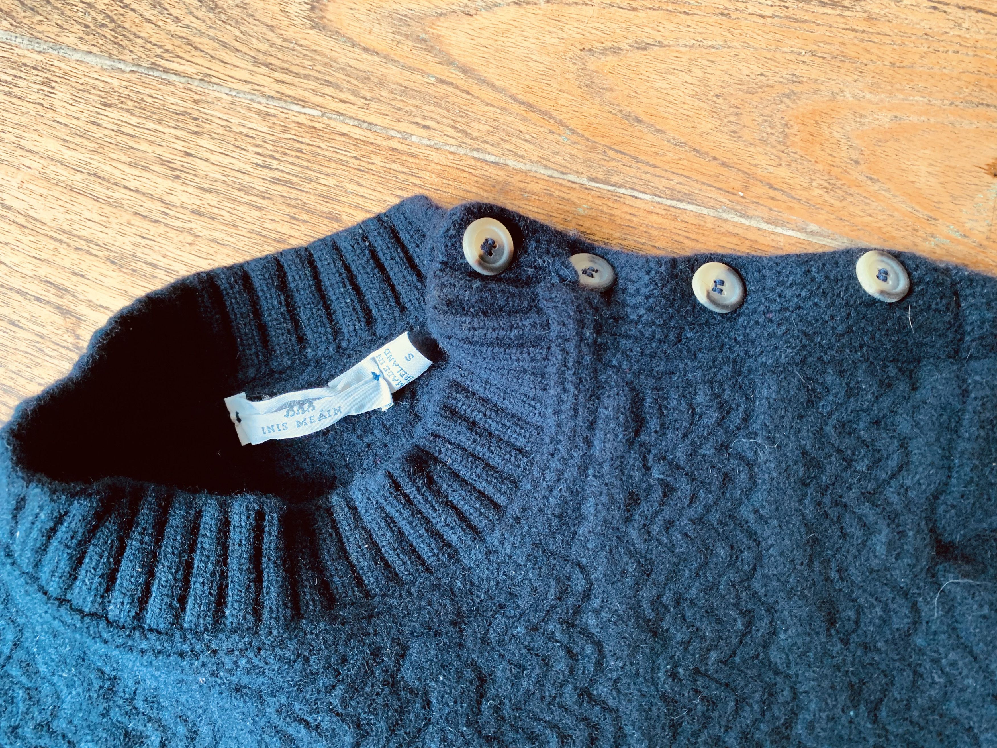 Inis Meain INIS MEÁIN Rare Button-Shoulder Wool Jumper - Small Size US S / EU 44-46 / 1 - 2 Thumbnail