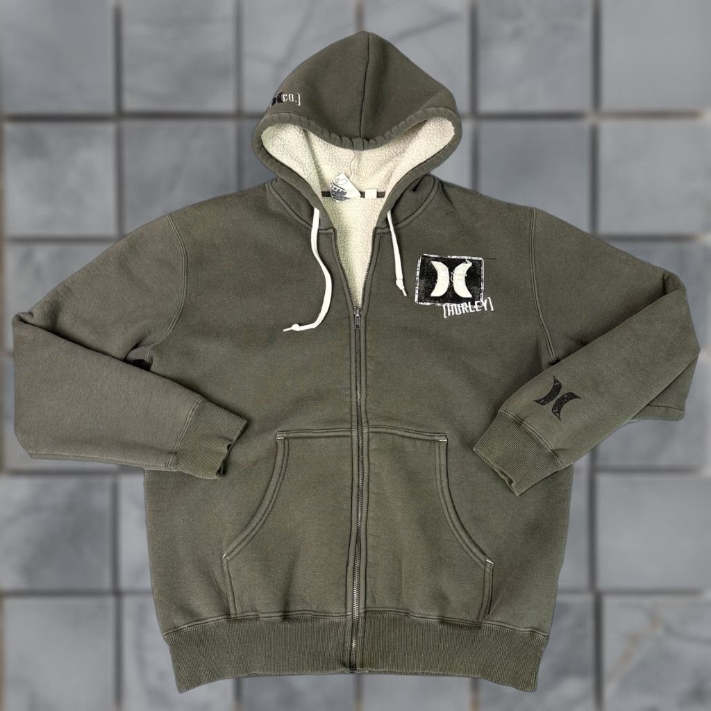 Hurley VINTAGE Hurley Hoodie Adult L Gray Surfer Skater Zip Sherpa Y2K Rare Jacket L Mens Size US L / EU 52-54 / 3 - 1 Thumbnail