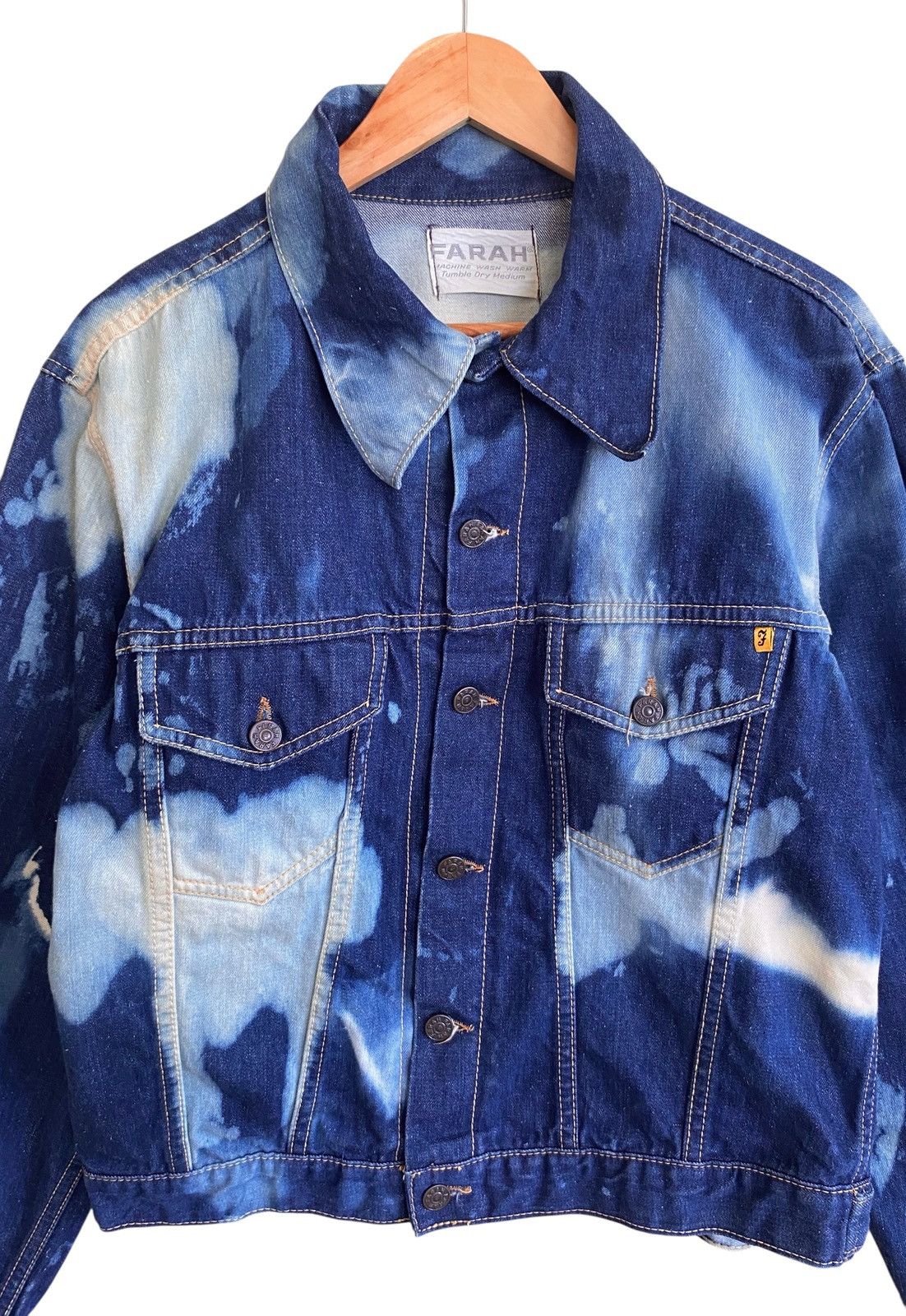 Farah Vintage Brand Farah Bleach Trucker Denim Jacket 1970s Size US M / EU 48-50 / 2 - 3 Thumbnail
