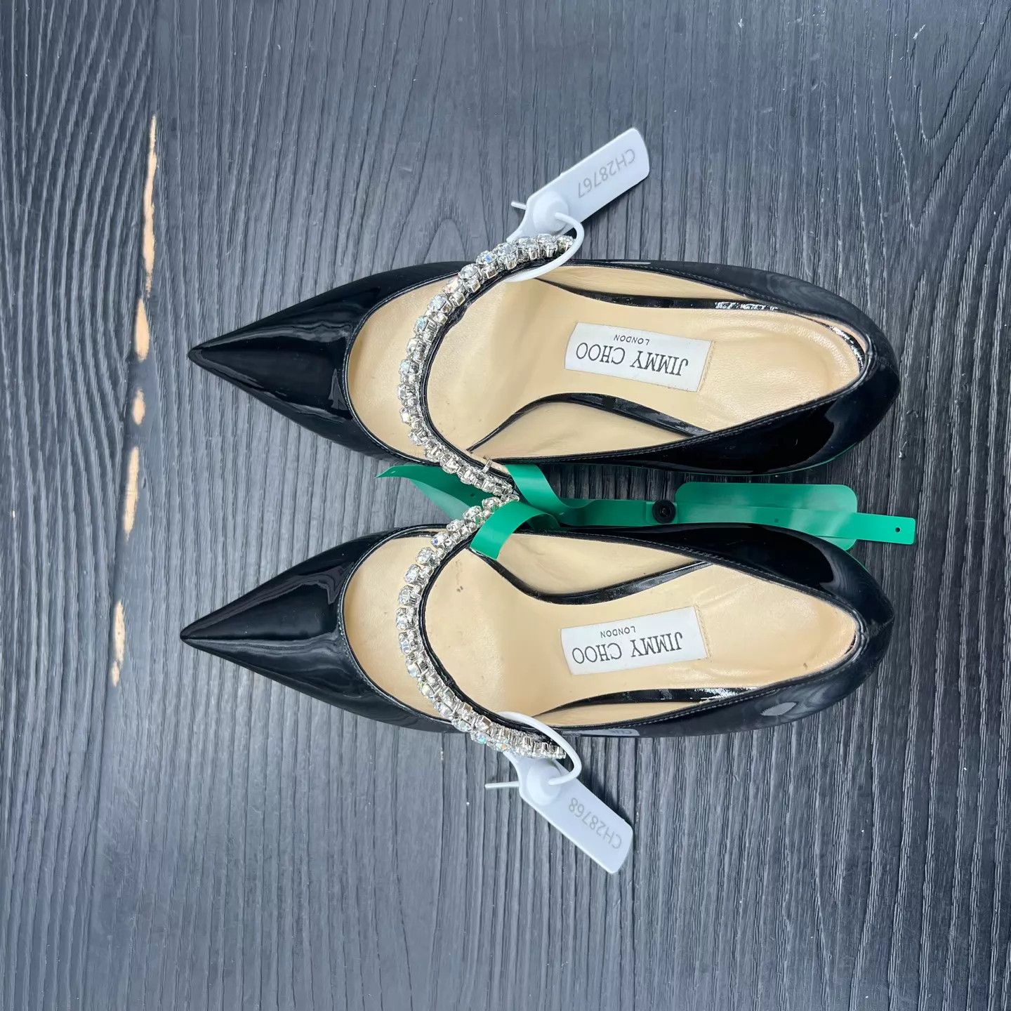 Jimmy Choo Jimmy Choo Bing Black Crystal Patent Leather Heels 37 new Size US 6.5 / IT 36.5 - 6 Thumbnail