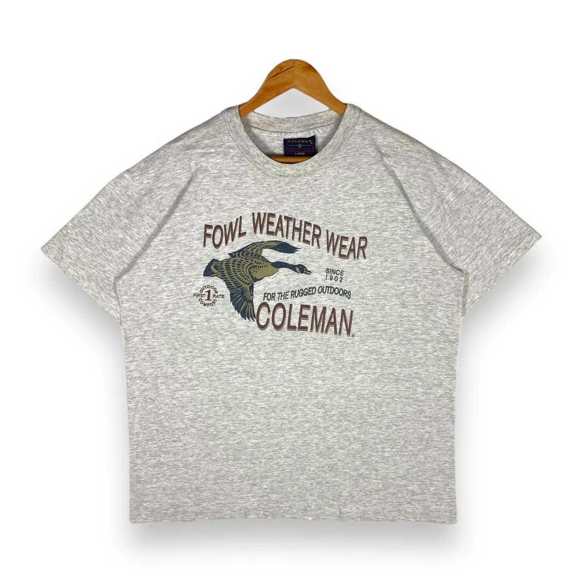 Coleman × Vintage VINTAGE 90's COLEMAN Fowl Weather Wear Rugged Outdoors Tee Size US L / EU 52-54 / 3 - 1 Thumbnail