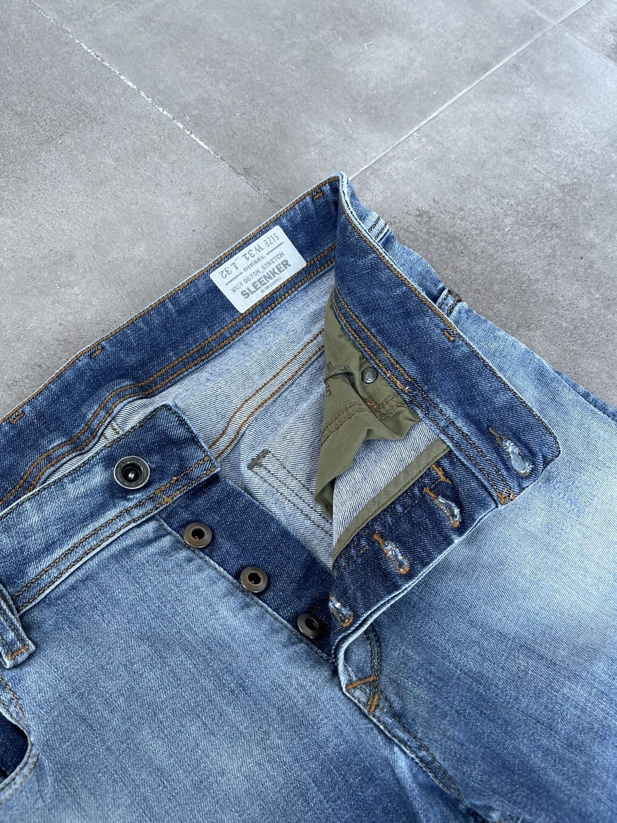 Diesel Diesel SLEENKER Distressed Multi Indigo Denim Pants Size US 31 - 19 Thumbnail