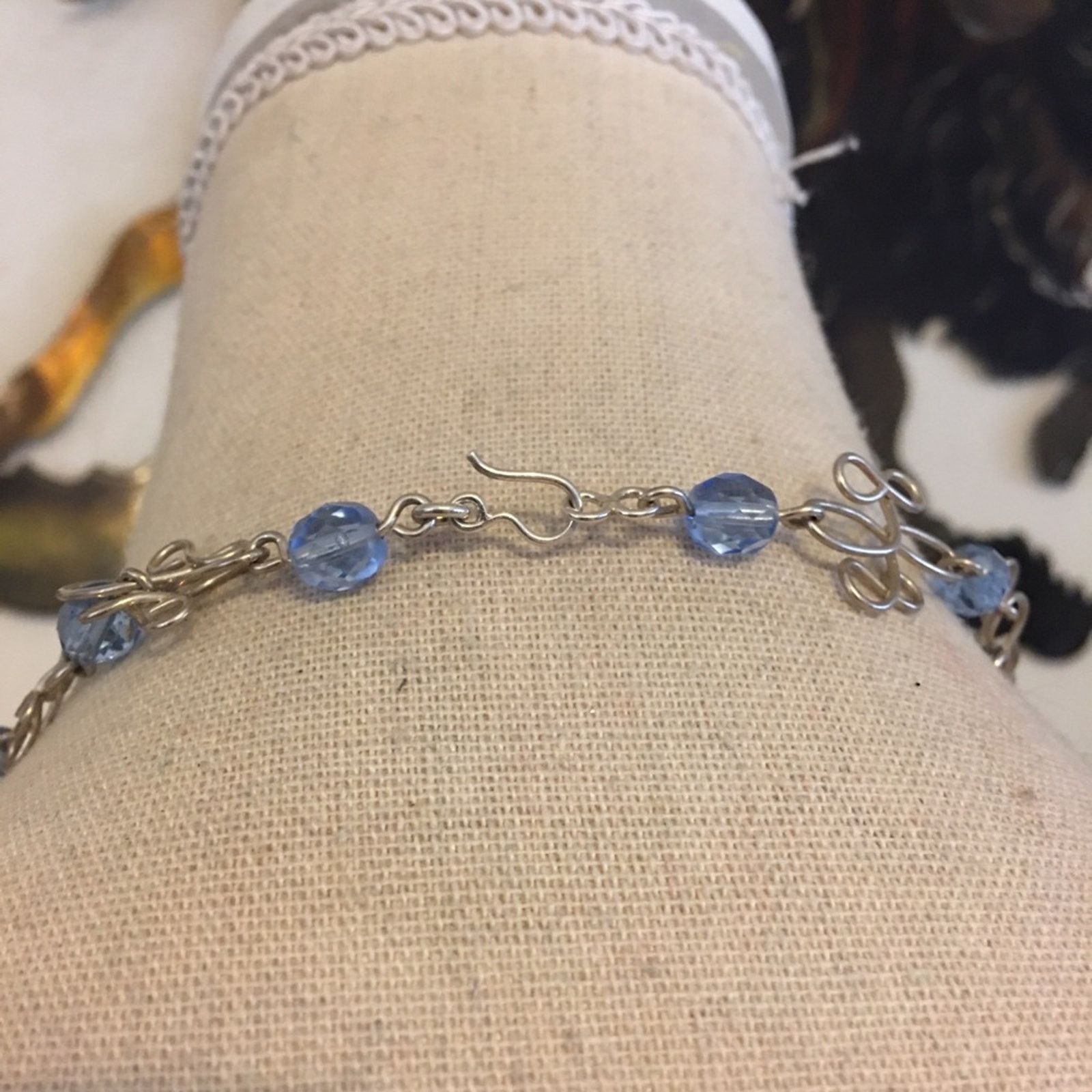 Jewelry Silver scroll design blue faceted bead necklace Size ONE SIZE - 5 Thumbnail