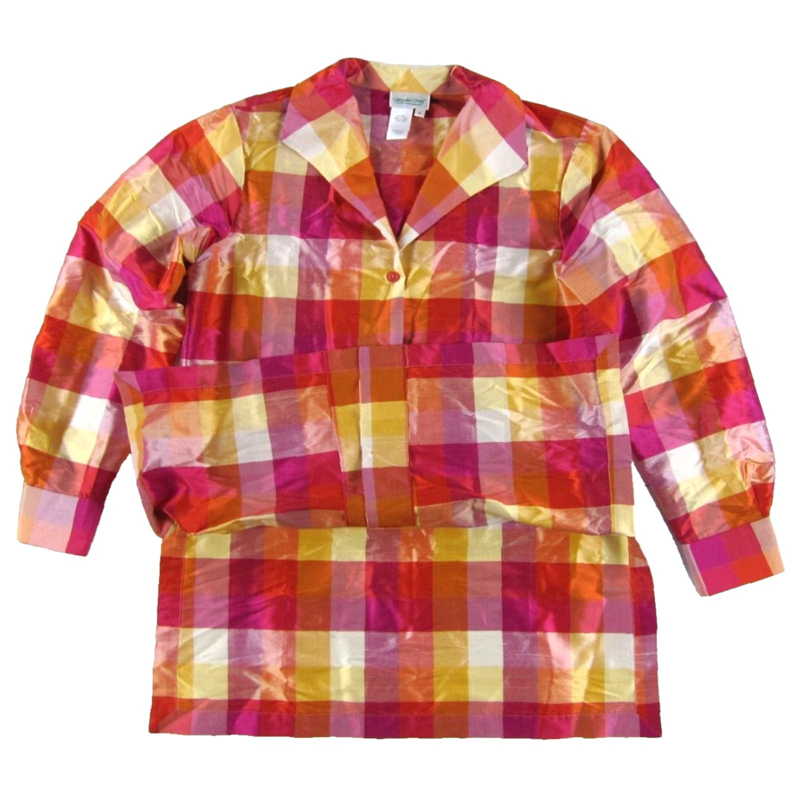Coldwater Creek VTG Coldwater Creek 100% Silk Pink Plaid Collar Long Sleeve Blouse M-L Women's Vintage Blouse Size M / US 6-8 / IT 42-44 - 5 Thumbnail