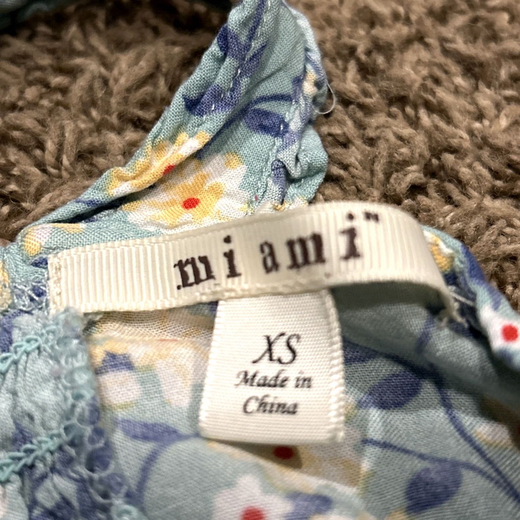 Vintage Miami Floral Blouse Top XS Blue Sleeveless Rayon Blend Women's B9 Size XS / US 0-2 / IT 36-38 - 2 Thumbnail