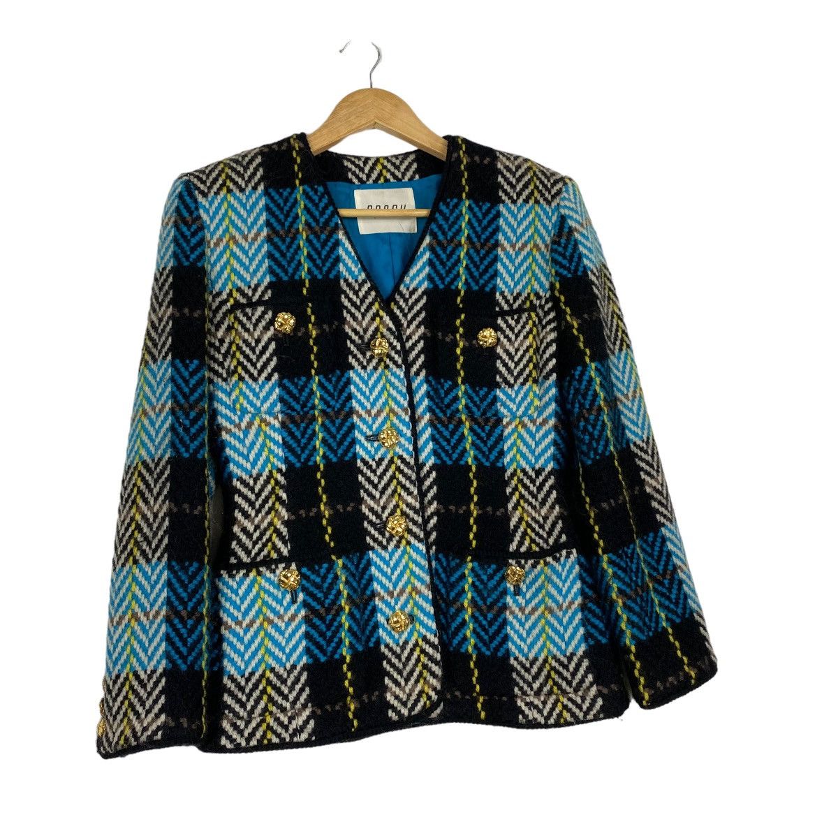 Japanese Brand Womens BOSCH Check Wool Rayon Blazer Jacket Coat Size S Size S / US 4 / IT 40 - 4 Thumbnail