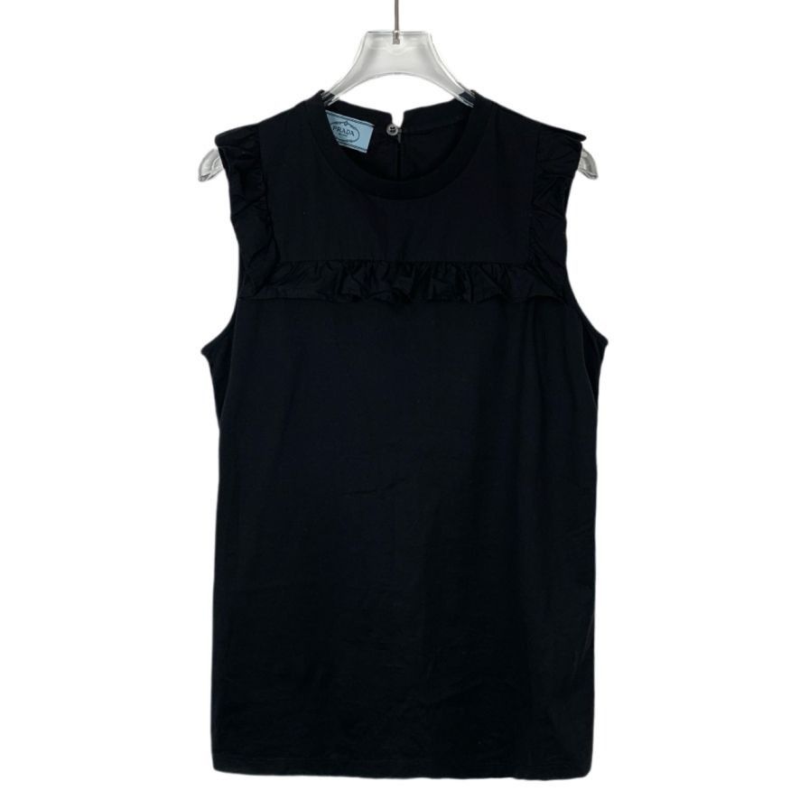 Prada Prada Black Lace-Trimmed Sleeveless Cotton Top (Size M) Size M / US 6-8 / IT 42-44 - 1 Thumbnail