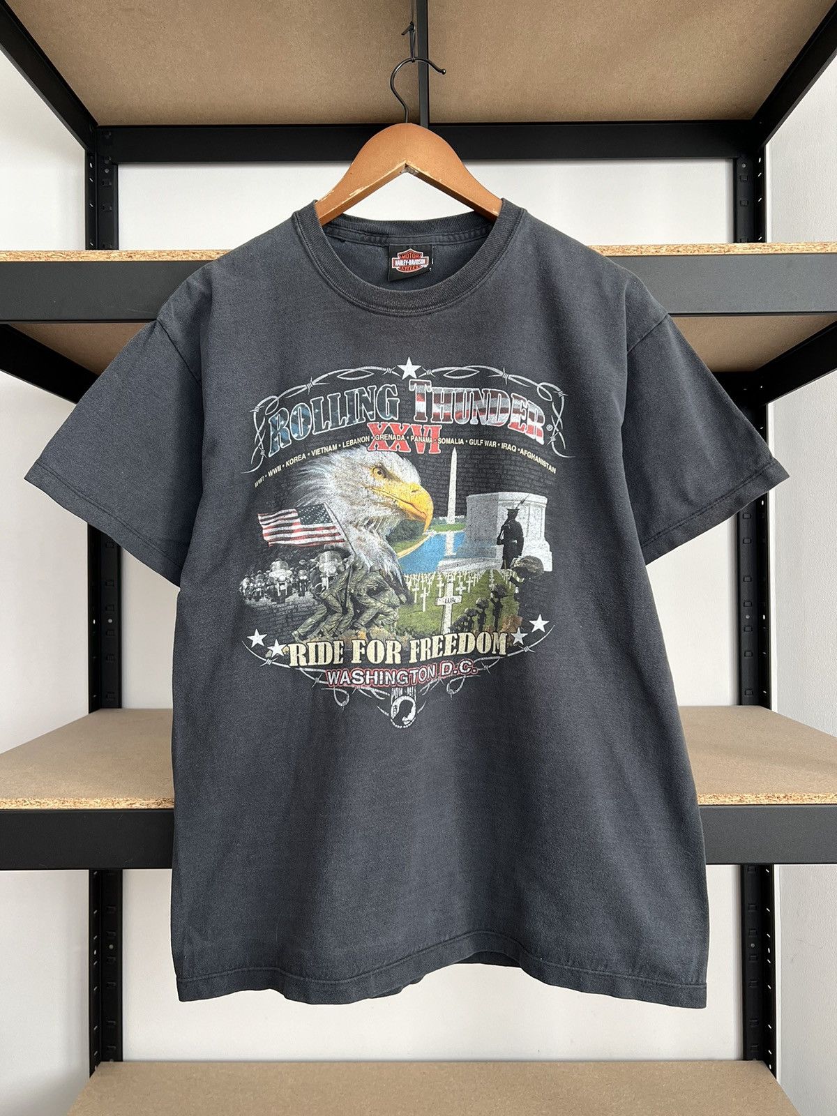 Harley Davidson Vintage 2000s Harley Davidson Rolling Thunder Eagle T-shirt Size US L / EU 52-54 / 3 - 1 Thumbnail