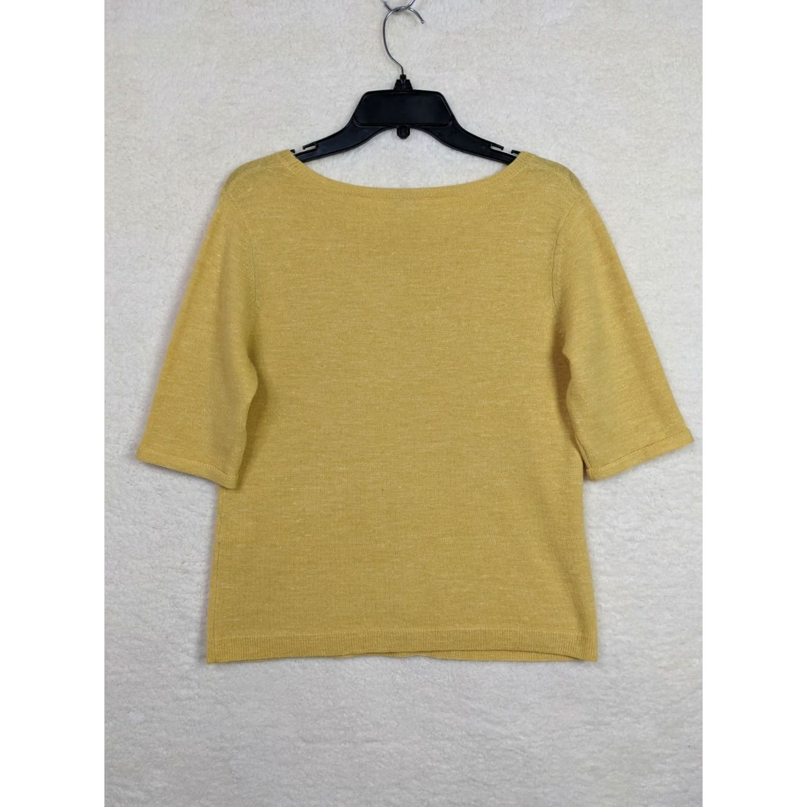 Vintage Sundance Sweater Shirt Pullover 1/2 Sleeve Round Neck Yellow S Linen Merino Wool Womens Size S / US 4 / IT 40 - 2 Thumbnail