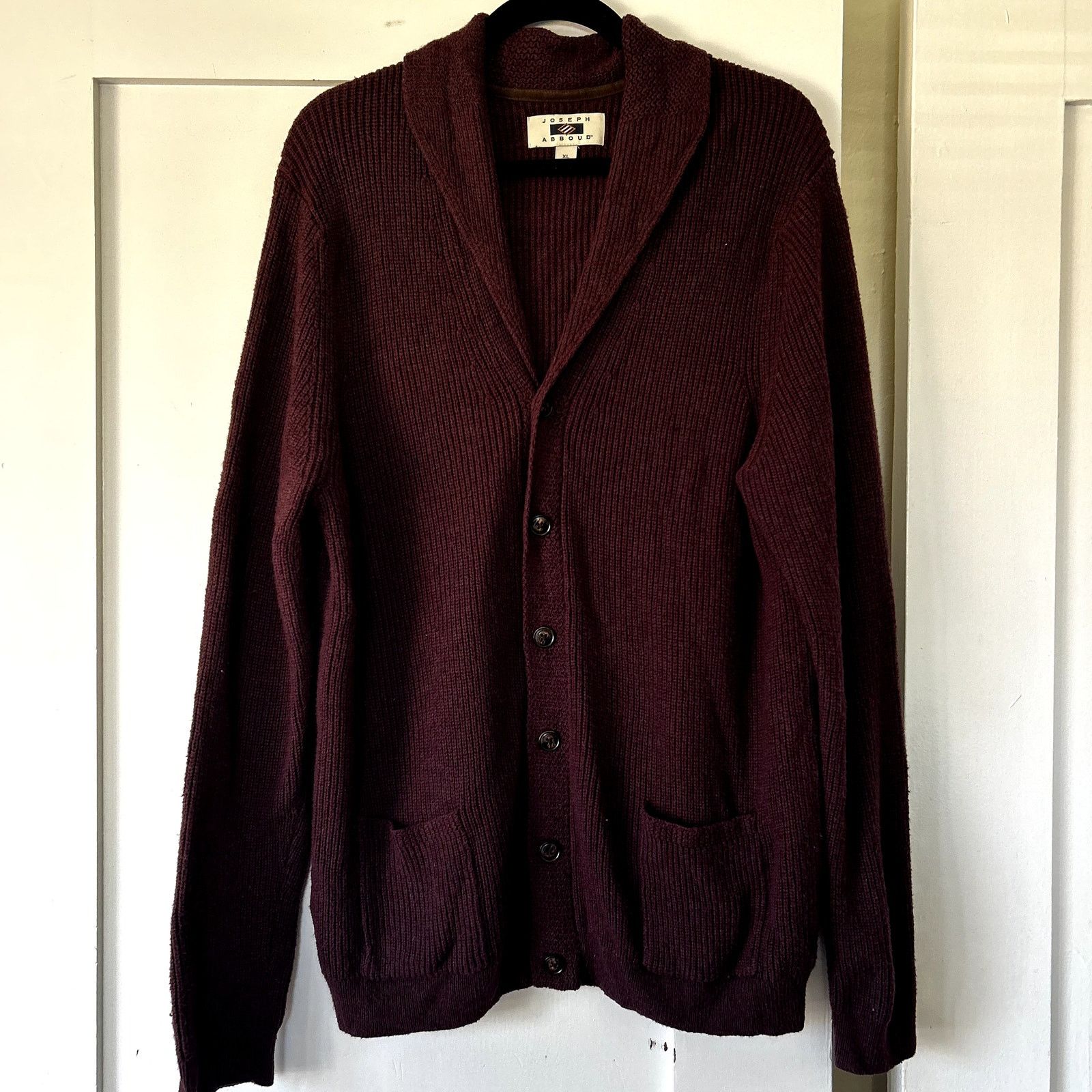 Joseph Abboud Men's Joseph Abboud burgundy long sleeve cardigan Size US XL / EU 56 / 4 - 1 Thumbnail