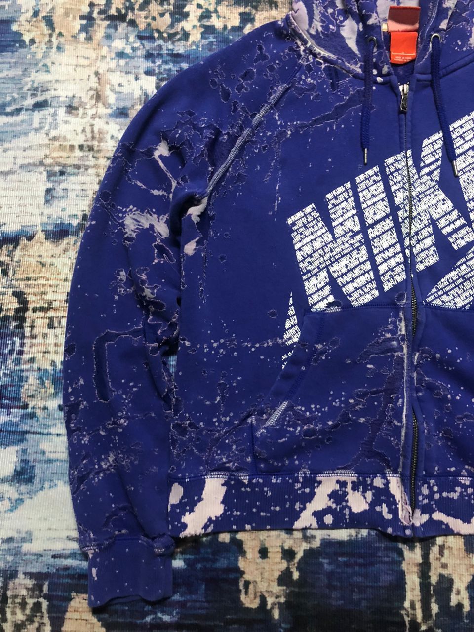 Nike Crazy Nike Cropped Heavily Distressed Bleach Zipper Hoodie Size L / US 10 / IT 46 - 7 Thumbnail
