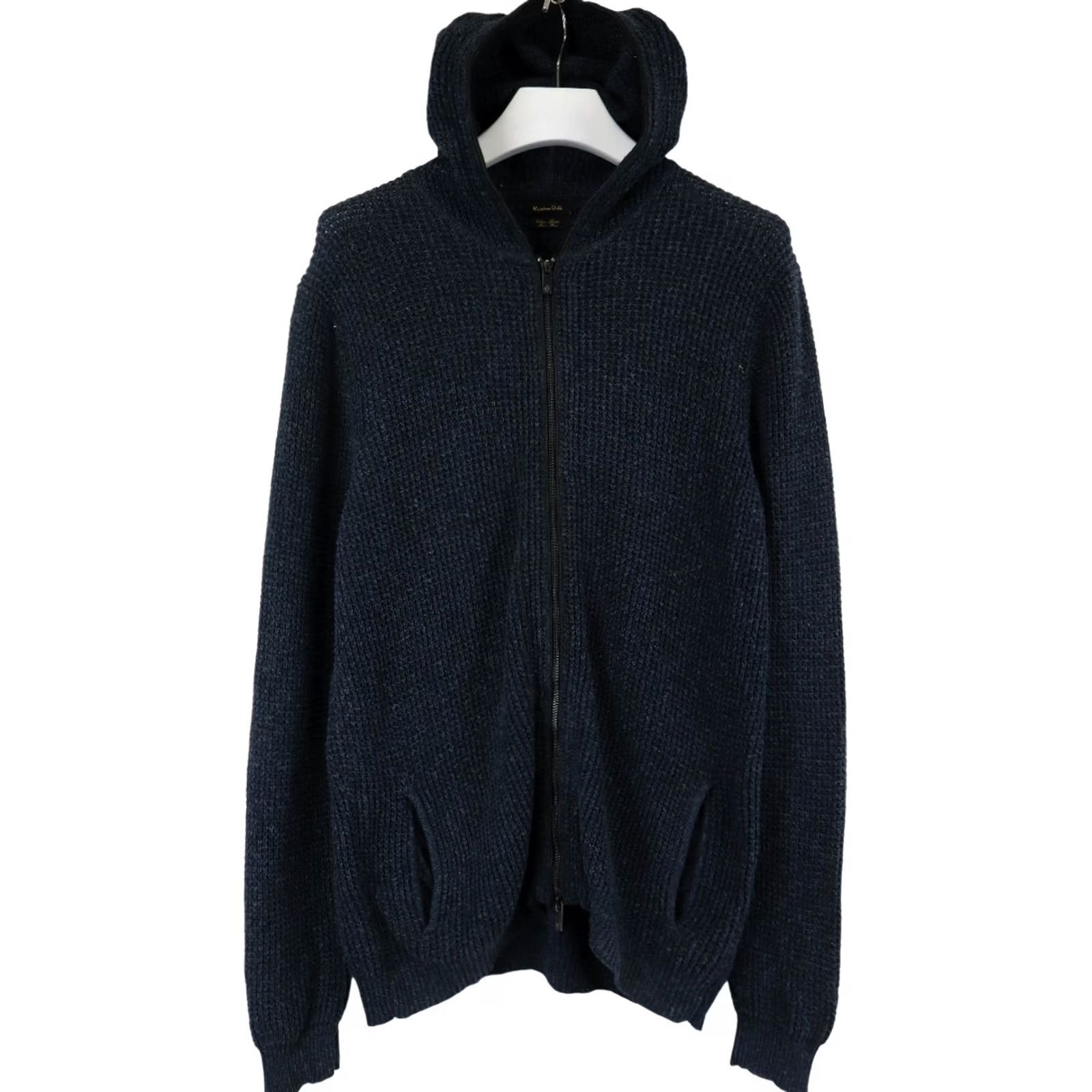 Massimo Dutti MASSIMO DUTTI Jumper Men's XL Full Zip Knitted Hooded Blue Cotton Linen Blend Size US XL / EU 56 / 4 - 2 Thumbnail