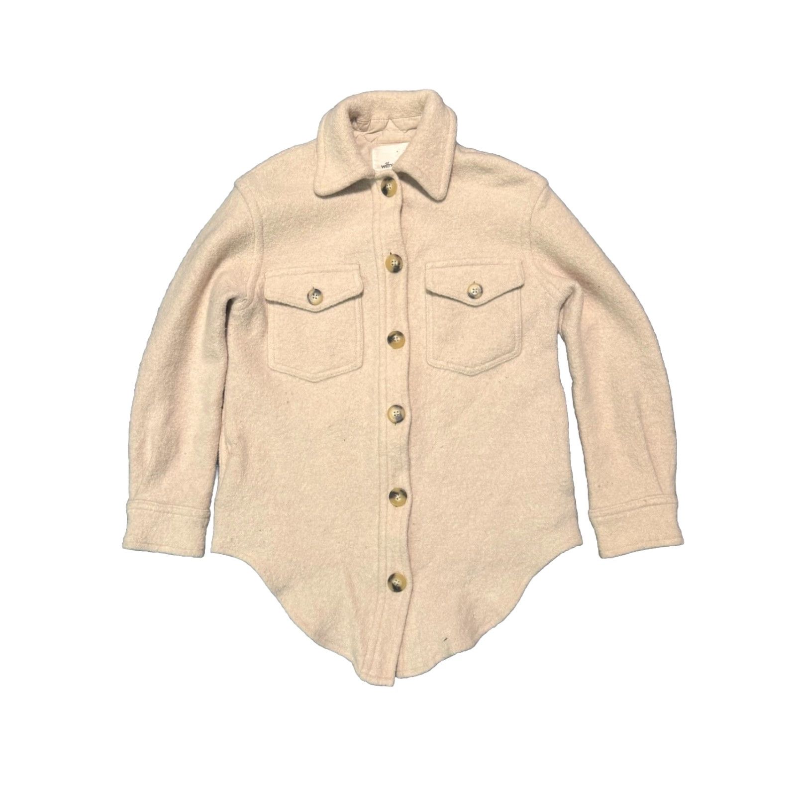 Vintage VINTAGE Wilfred Ganna Shirt Jacket Merino Wool Shacket Cream 2XS Shacket Women? Size XXS / US 00 / IT 34 - 2 Thumbnail