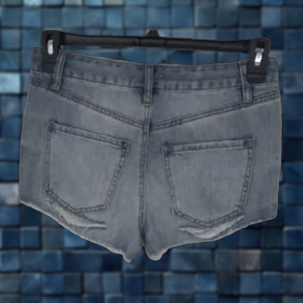 Denime REFUGE Hi-Rise Cheeky Distressed Blue Washed Denim Jean Shorts Woman 0 Regular Denim Cut-Off Blue Womens Shorts Size 25" / US 0 / IT 36 - 1 Thumbnail