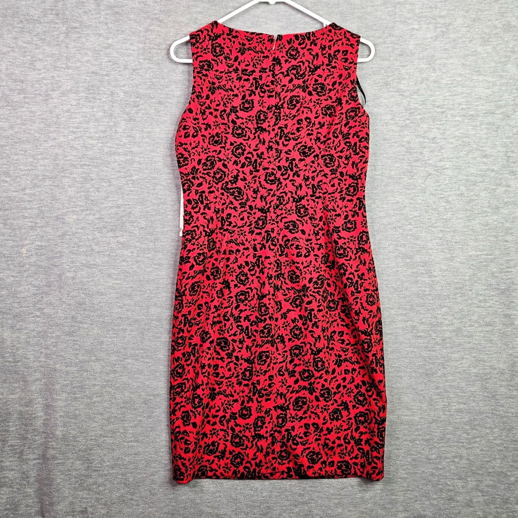 Calvin Klein Calvin Klein Women Dress 10P Sleeveless Floral Sheath Red Black NWT Knee Length Multicolor. Size L / US 10 / IT 46 - 2 Thumbnail